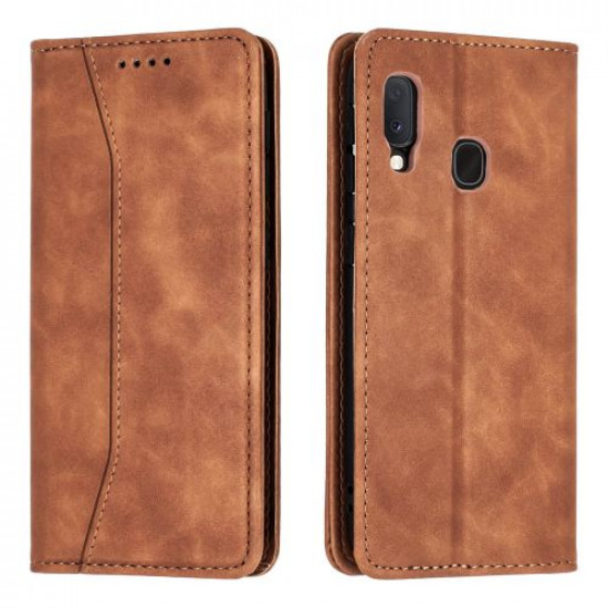 Bodycell Book Case Pu Leather Samsung A20E Brown