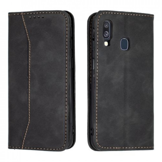 Bodycell Book Case Pu Leather Samsung A40 Black