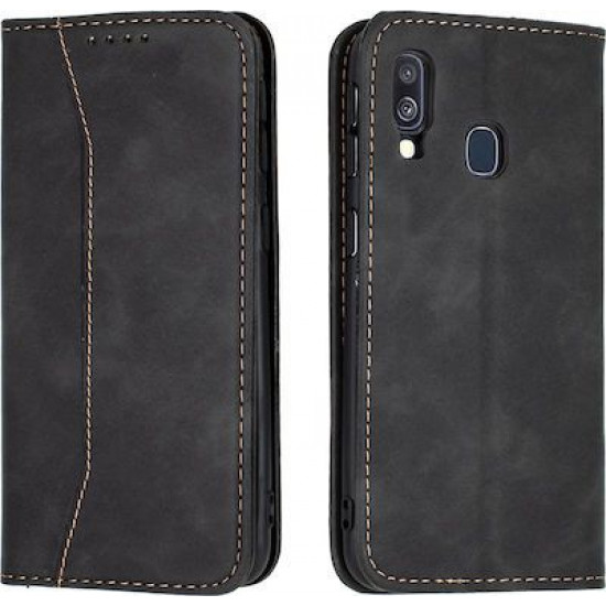 Bodycell Book Case Pu Leather Samsung A40 Black