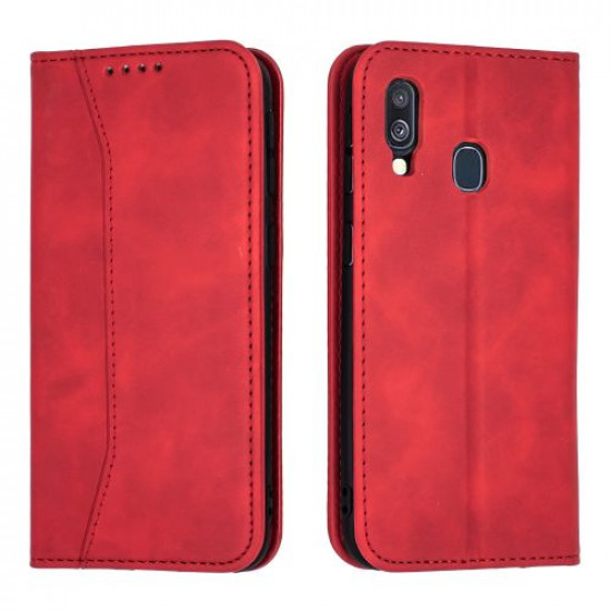 Bodycell Book Case Pu Leather Samsung A40 Red