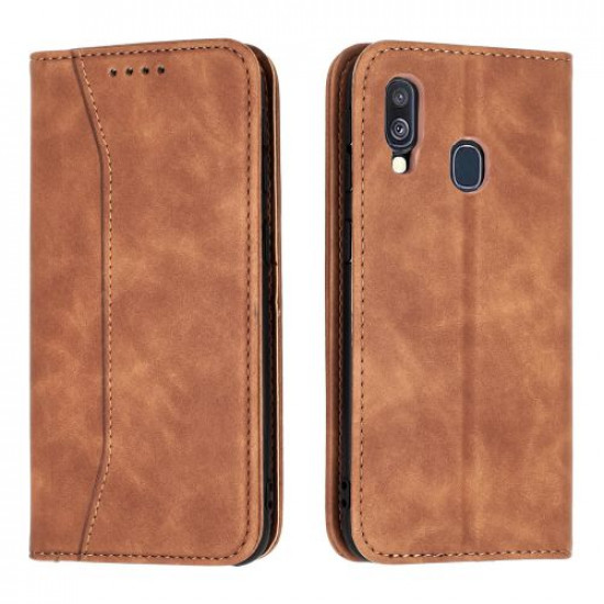 Bodycell Book Case Pu Leather Samsung A40 Brown