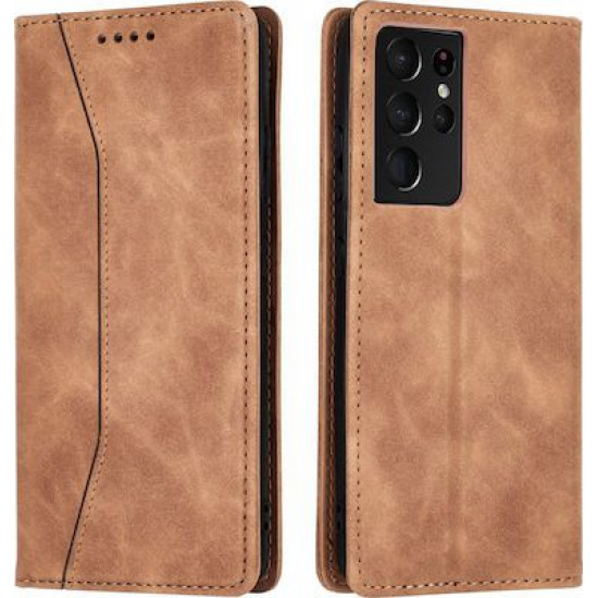 Bodycell Book Case Pu Leather Samsung S21 Ultra Brown