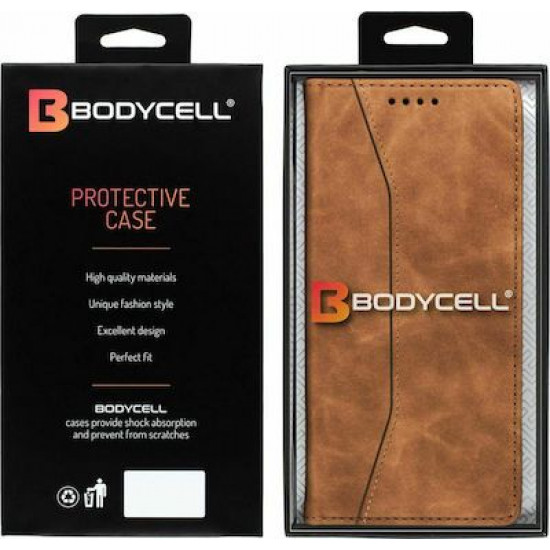 Bodycell Book Case Pu Leather Samsung A12 Brown