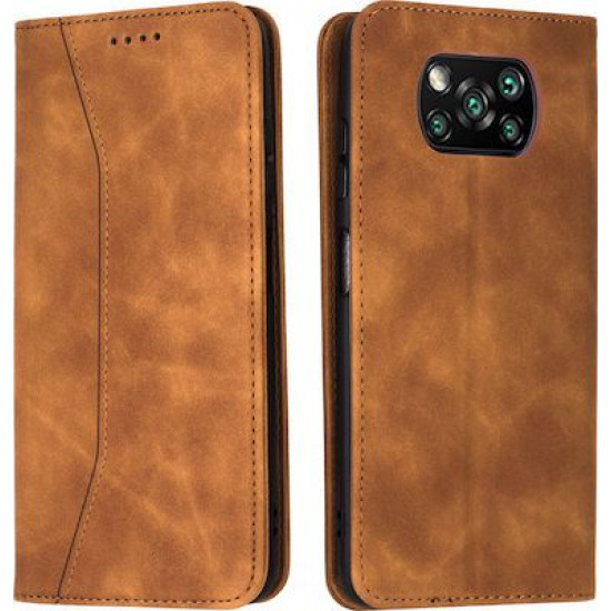 Bodycell Book Case Pu Leather Xiaomi Poco X3 NFC/X3 Pro Brown