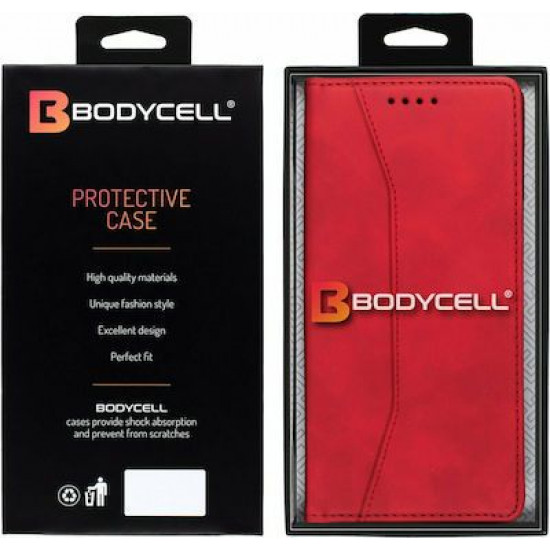 Bodycell Book Case Pu Leather Xiaomi Note 10 5G/Note 10T 5G Red
