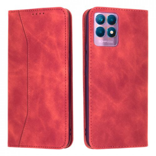 Bodycell Book Case Pu Leather Realme 8i Red