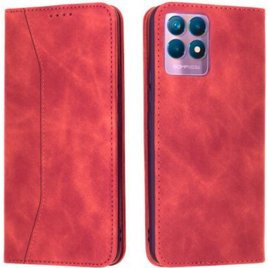 Bodycell Book Case Pu Leather Realme 8i Red
