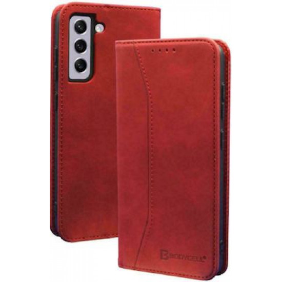 Bodycell Book Case Pu Leather Samsung S21 FE Red