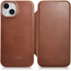 iCarer AKI 14220707 iPhone 14 Plus Curved Edge Leather Folio Brown