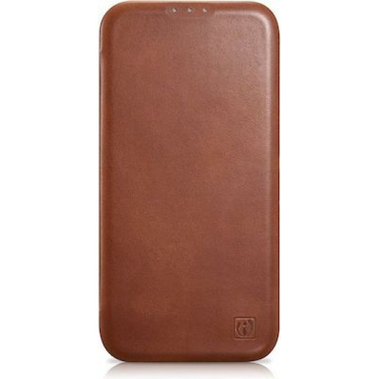iCarer AKI 14220707 iPhone 14 Plus Curved Edge Leather Folio Brown