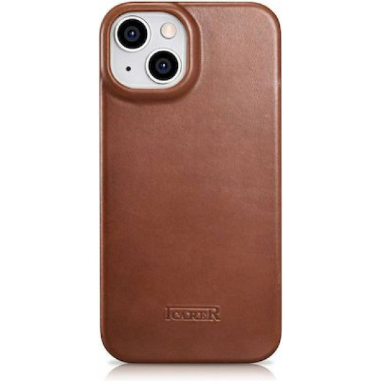 iCarer AKI 14220707 iPhone 14 Plus Curved Edge Leather Folio Brown