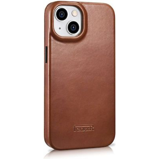 iCarer AKI 14220707 iPhone 14 Plus Curved Edge Leather Folio Brown