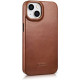 iCarer AKI 14220707 iPhone 14 Plus Curved Edge Leather Folio Brown