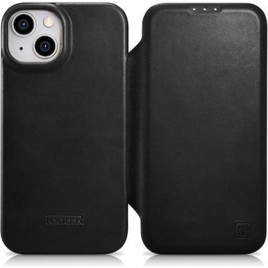 iCarer AKI 14220707 iPhone 14 Plus Curved Edge Leather Folio Black