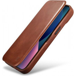 iCarer AKI 14220706 iPhone 14 Pro Curved Edge Leather Folio Brown