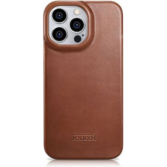 iCarer AKI 14220706 iPhone 14 Pro Curved Edge Leather Folio Brown