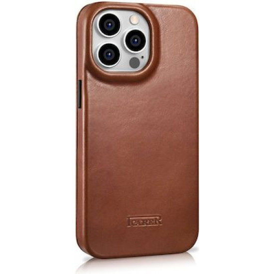iCarer AKI 14220706 iPhone 14 Pro Curved Edge Leather Folio Brown