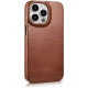 iCarer AKI 14220706 iPhone 14 Pro Curved Edge Leather Folio Brown