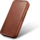 iCarer AKI 14220706 iPhone 14 Pro Curved Edge Leather Folio Brown