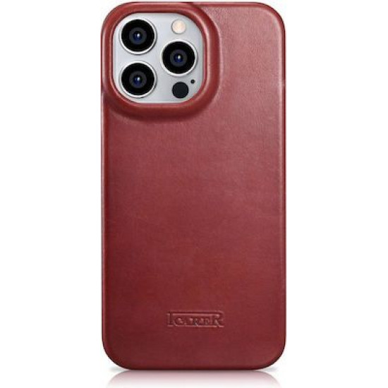 iCarer AKI 14220706 iPhone 14 Pro Curved Edge Leather Folio Red