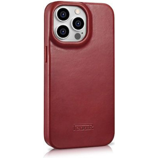 iCarer AKI 14220706 iPhone 14 Pro Curved Edge Leather Folio Red
