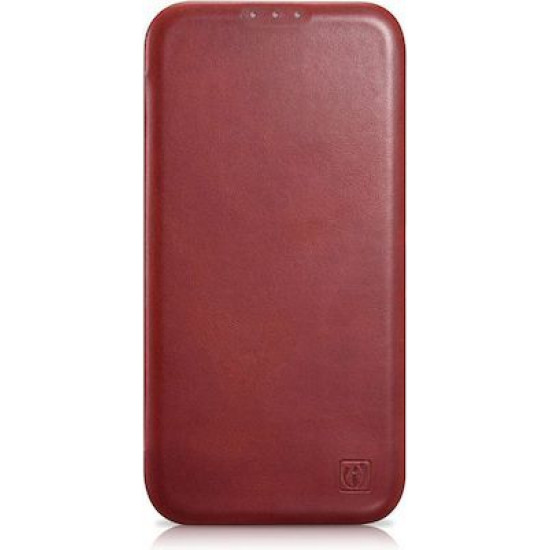 iCarer AKI 14220707 iPhone 14 Plus Curved Edge Leather Folio Red