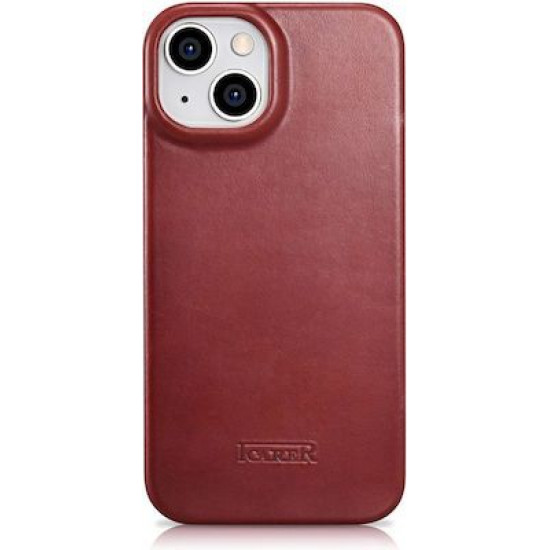 iCarer AKI 14220707 iPhone 14 Plus Curved Edge Leather Folio Red