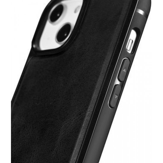 iCarer WMI14220717 iPhone 14 Genuine Leather TPU Back Cover Black