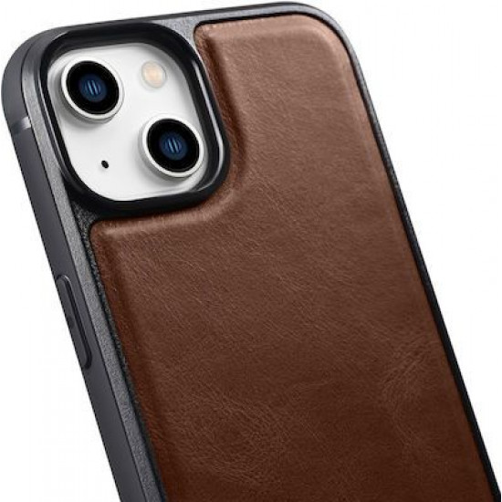 iCarer WMI14220719 iPhone 14 Plus Genuine Leather TPU Back Cover Dark Brown