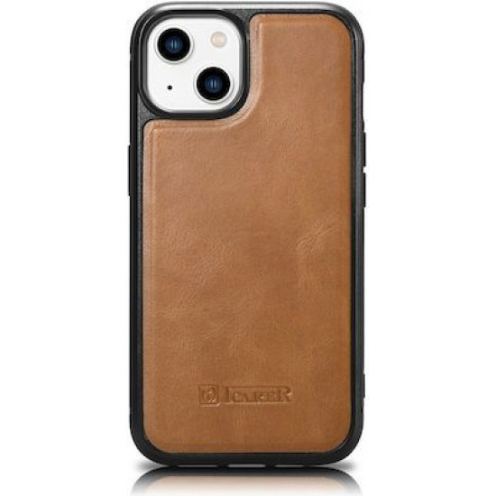 iCarer WMI14220719 iPhone 14 Plus Genuine Leather TPU Back Cover Light Brown