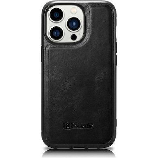 iCarer WMI14220718 iPhone 14 Pro Genuine Leather TPU Back Cover Black
