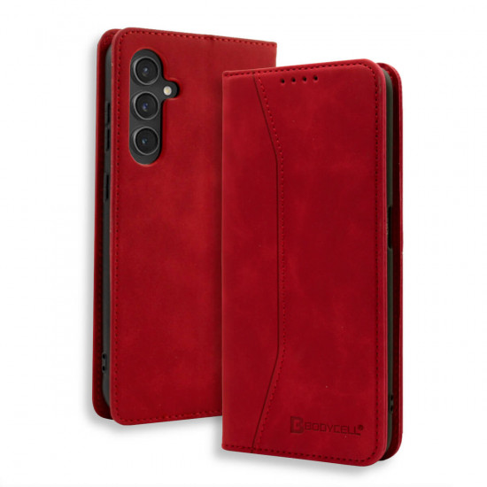 Bodycell Book Case Pu Leather Samsung S24 FE Red