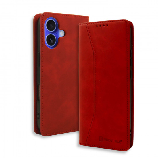 Bodycell Book Case Pu Leather iPhone 16  Red